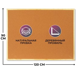 Доска пробковая 90х120 Attache Economy деревян. рама Россия