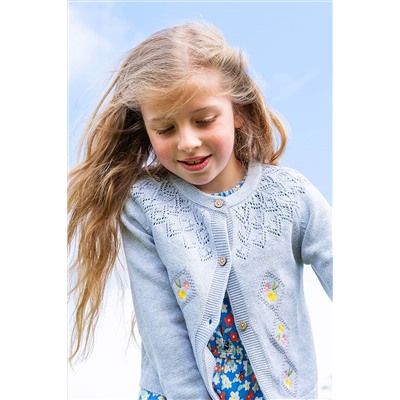 Frugi Grey Primrose Pointelle Cardigan