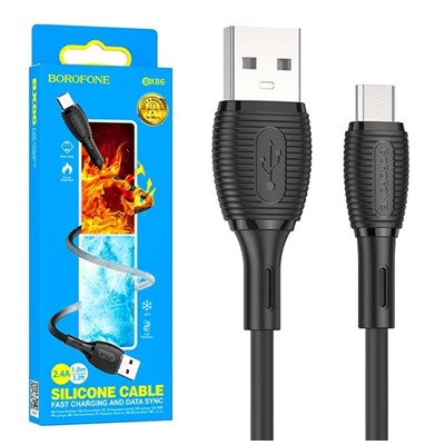 Кабель USB - Micro BOROFONE BX86 Silicone (черный) 1м