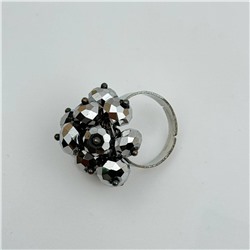 Кольцо с хрусталем цвет серебро 8