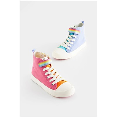 Little Bird by Jools Oliver Pastel Rainbow Colourblock Canvas Trainers