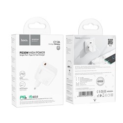 Зарядный конвертер Hoco C112a advantage single port PD30W charger (EU) - White