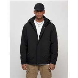 Куртка молодежная мужская весенняя с капюшоном черного цвета 7323Ch