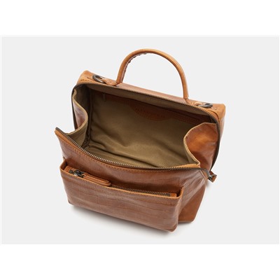 Песочная кожаная женская сумка из натуральной кожи «W0038 Caramel Croco»