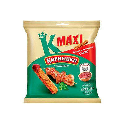 «Кириешки Maxi», сухарики со вкусом «Шашлык» и с кетчупом «Calve», 75 г