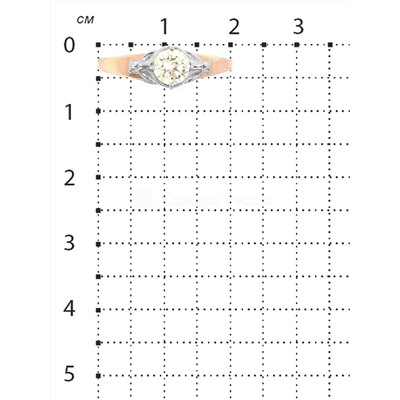 Кольцо из золочёного серебра с синтетическим бриллианитом цвета шампань и родированием 925 пробы 1-4035рз110