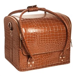 Planet Nails Сумка-чемодан для мастера маникюра «Крокодил», коричневый