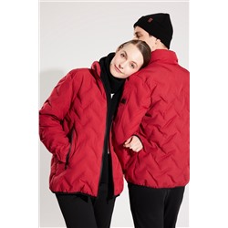 Красная куртка-пуховик унисекс с воротником-стойкой, водоотталкивающая, ветрозащитная, легкая, удобная посадка