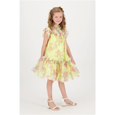 Angels Face Yellow Marigold Flower Tulle Sherbert Dress