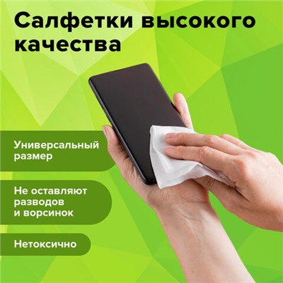 Салфетки для экранов всех типов и пластика универсальные STAFF "EVERYDAY", туба 100 шт., влажные, 511518