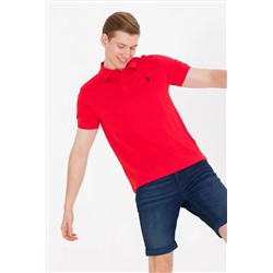 Мужская красная базовая футболка с воротником-поло Неожиданная скидка в корзине