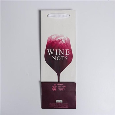 Пакет подарочный ламинированный под бутылку, упаковка, Wine not, 13 x 35 x 10 см