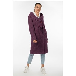 01-10706 Пальто женское демисезонное (пояс) вареная шерсть сиреневый