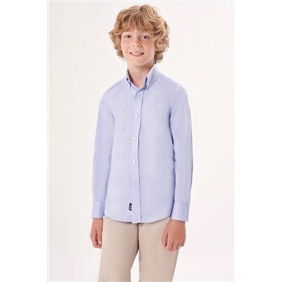 Детская рубашка стандартного кроя с длинными рукавами для мальчиков, синяя GM23Y231162_D35