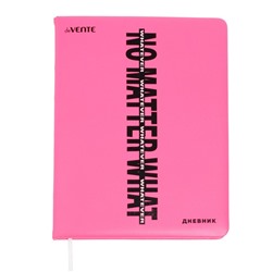 Дневник школьный для 1-11 класса, No Matter What. Pink, твёрдая обложка, искусственная кожа, блок 80 г/м2, ляссе