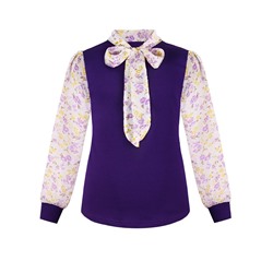 Фиолетовый джемпер (блузка) для девочки  с шифоном 809211-ДШ19