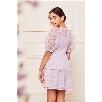 Lipsy Lace Puff Sleeve Occasion Dress (5-16yrs)