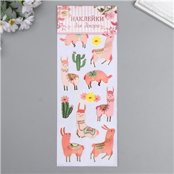 Наклейка бумага "Розовые ламы и кактусы" 28,5х10,5 см