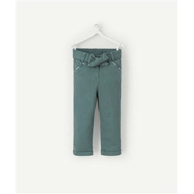 PANTALON CHINO BÉBÉ FILLE VERT AVEC CEINTURE