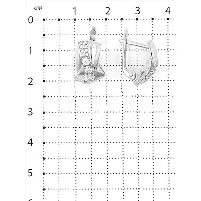 Серьги из серебра с фианитами родированные 925 пробы С-3767-Р