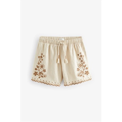 Neutral Embroidered Shorts (3-16yrs)