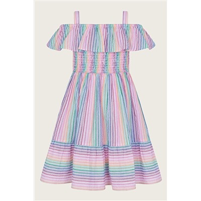 Monsoon Purple Stripe Frill Beach Dress