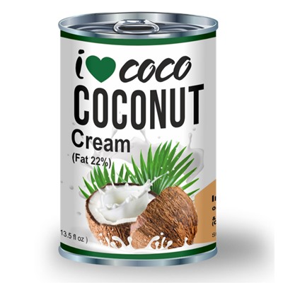 Сливки кокосовые I❤COCO, органика,  жирность 22%, 400мл, ж/б, Шри-Ланка