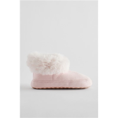 The White Company Pink Faux Fur Boot Slippers