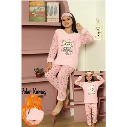 Розовый флисовый пижамный комплект для девочек. Детский зимний пижамный комплект. Толстая пижама 4316.