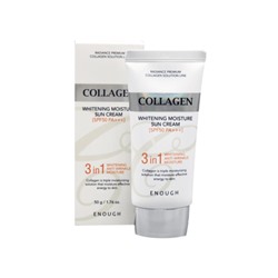 Крем для лица солнцезащитный Enough осветляющий - Collagen 3in1 whitening moisture sun сream SPF50 PA+++, 50 мл