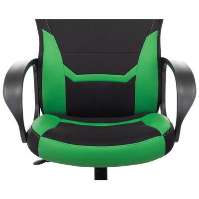Кресло компьютерное BRABIX Alpha GM-018 ткань/экокожа черное/зеленое 532639 (1)