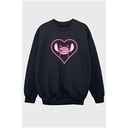 Brands In Lilo  Stitch Angel Heart Girls Black Sweatshirt