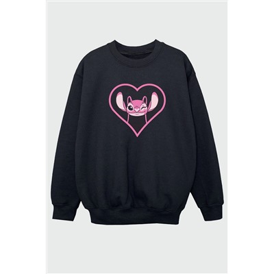 Brands In Lilo  Stitch Angel Heart Girls Black Sweatshirt