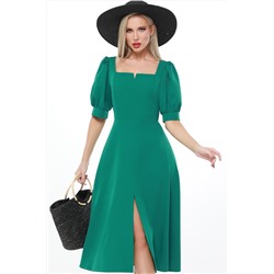 Платье зелёное с объёмными рукавами