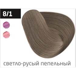 OLLIN silk touch 8/1 светло-русый пепельный 60мл безаммиачный стойкий краситель для волос