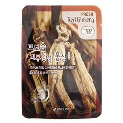 3W CLINIC Fresh Red Ginseng Mask Sheet Тканевая маска для лица с экстрактом корня красного женьшеня 23мл