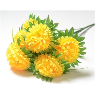 Искусственные цветы, Ветка в букете хризантема на листе 7 голов (1010237)