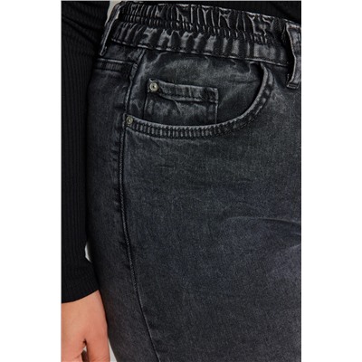 Антрацитовые широкие джинсы с завышенной талией TBBAW24CJ00055