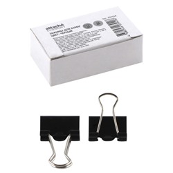 Зажимы для бумаг 15 мм, набор 12 шт, цвет черный, картонная коробка ECONOMY Attache 933324
