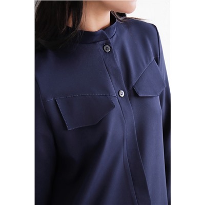 11469 Платье-рубашка с планкой тёмно-синее