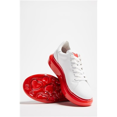 Zapatillas de piel con plataforma Blanco y rojo