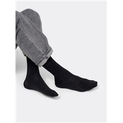 Мужские высокие носки черного цвета с салатовым прямоугольником