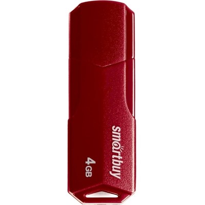 Флешка Smartbuy 4GBCLU-BG, 4 Гб, USB2.0, чт до 25 Мб/с, зап до 15 Мб/с, темно-красная