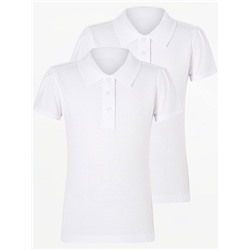 Белая футболка-поло узкого кроя с гребешком для девочек, 2 пары размер 14-15 лет