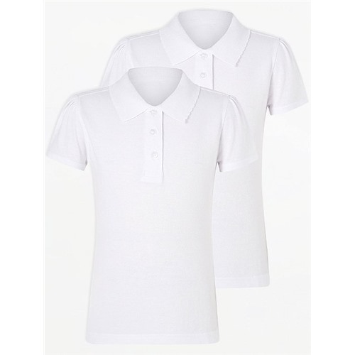 Белая футболка-поло узкого кроя с гребешком для девочек, 2 пары размер 14-15 лет