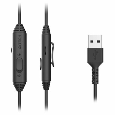 Наушники с микрофоном (гарнитура) A4TECH Fstyler FH100U, проводные, 2 м, USB, черные, 1774509