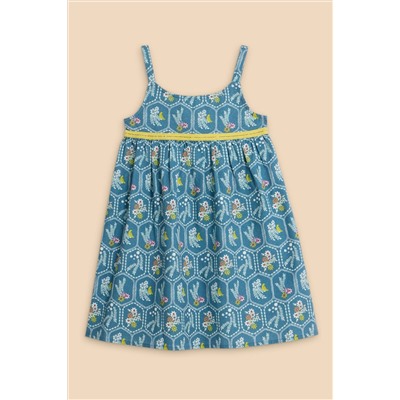 White Stuff Blue Printed Swing Dress