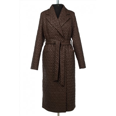 01-11094 Пальто женское демисезонное (пояс) Плащевка коричневый