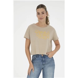 Женская футболка светло-хаки с круглым вырезом Неожиданная скидка в корзине
