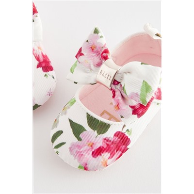 Baker by Ted Baker Baby Girls Floral Mary Jane White Bow Padders